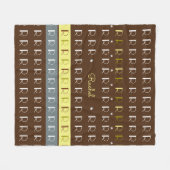 Striped Typografy Initials Black Fleecedecke (Vorderseite (Horizontal))