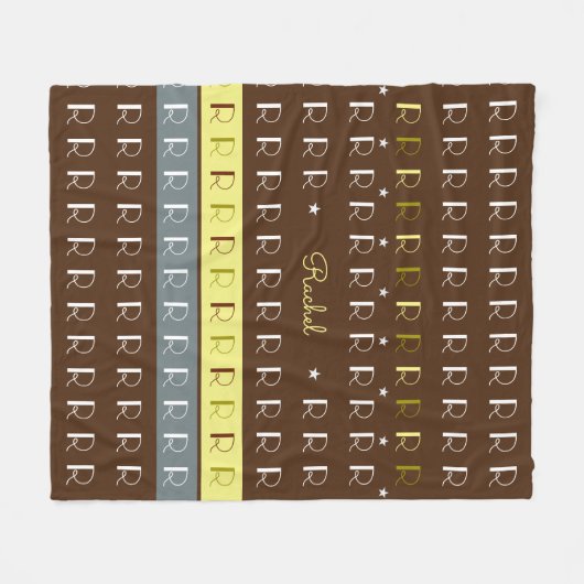 Striped Typografy Initials Black Fleecedecke (Vorderseite (Horizontal))