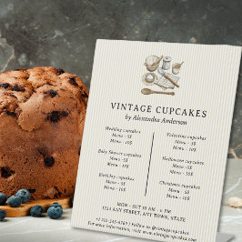 Striped Vintage Cooking Utensils Bakery Price Sockelschild