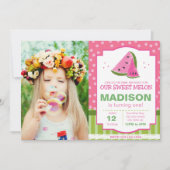 Striped Watermelon Geburtstag Einladung mit Foto (Vorderseite)