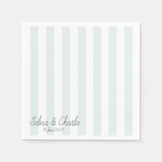 Striped Wedding Cocktail Napkin Serviette (Vorderseite)
