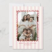 Striped Whimsical Red Frame Valentine’s Day CARD Einladung (Vorderseite)