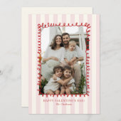 Striped Whimsical Red Frame Valentine’s Day CARD Einladung (Vorne/Hinten)