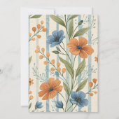 Striped Wildflower Baby Shower Einladung (Rückseite)