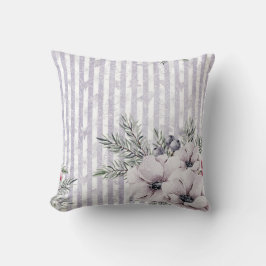 Striped Woodland Floral Kissen