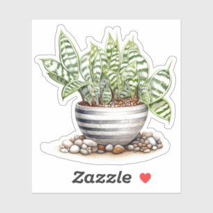 Striped Zebra Haworthia Pot Pflanze Vinyl Sticker
