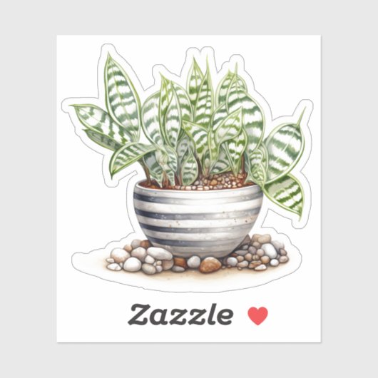 Striped Zebra Haworthia Pot Pflanze Vinyl Sticker (Blatt)