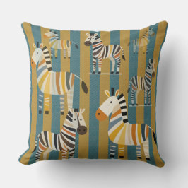 Striped Zebra Kids Throw Pillow Kissen