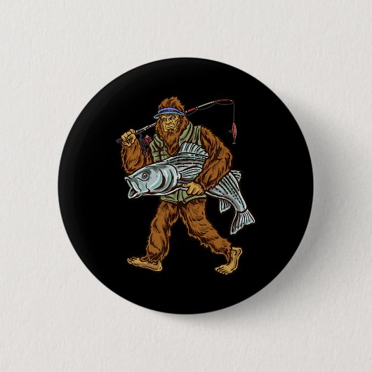 Striper-Angeln Bigfoot Gestreifter B Fischer Button (Vorderseite)