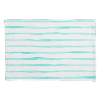 Stripes Alive Turquoise Blue Watercolor Pillowcase Kissenbezug