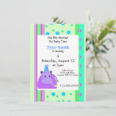 Stripes and Dots Hippo Einladung (Stehend Vorderseite)