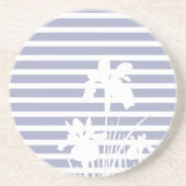 Stripes and Iris Flowers Silhouette  Getränkeuntersetzer (Vorne)