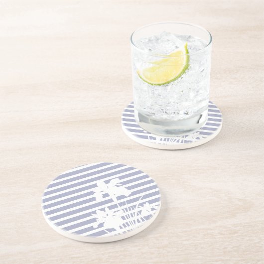 Stripes and Iris Flowers Silhouette  Getränkeuntersetzer (Seite)