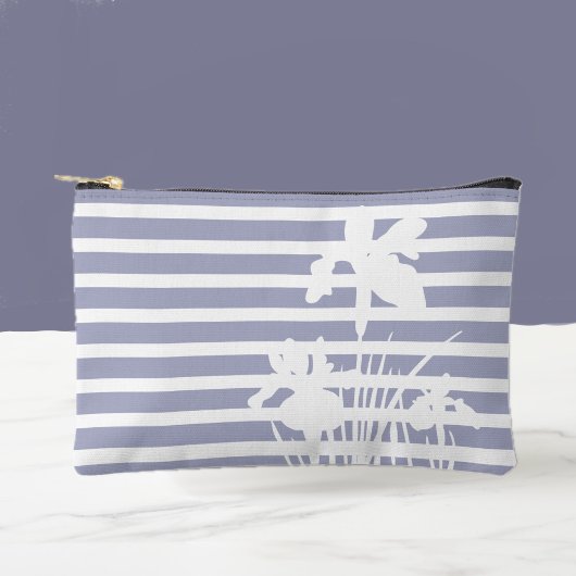 Stripes and Iris Flowers Silhouette  Zubehörtasche