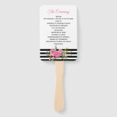 Stripes and Peonies Wedding Program Fan Fächer (Vorderseite)