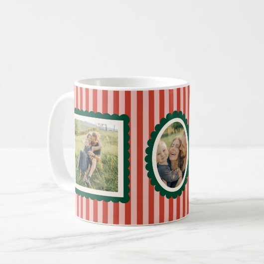 Stripes and Scallops Holiday Photo Mug Kaffeetasse (Vorderseite Links)