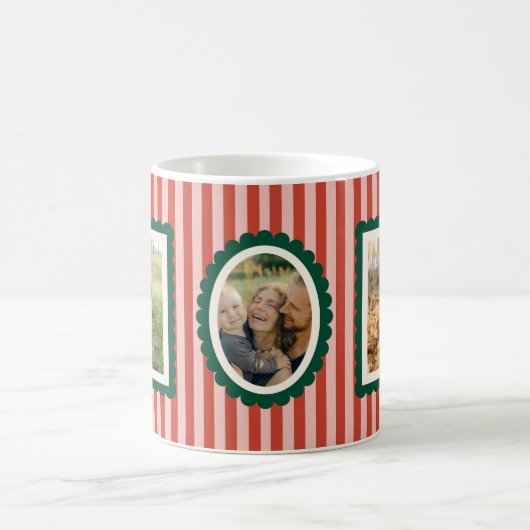 Stripes and Scallops Holiday Photo Mug Kaffeetasse (Mittel)