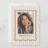 Stripes and Wavy Frame Graduation Card with Photo Einladung (Vorderseite)