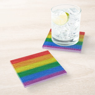 Stripes aus Stricken mit Regenbogenfarben nahtlos  Glasuntersetzer