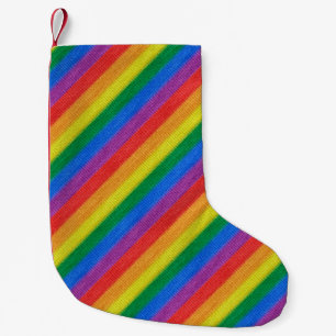 Stripes aus Stricken mit Regenbogenfarben nahtlos Kleiner Weihnachtsstrumpf