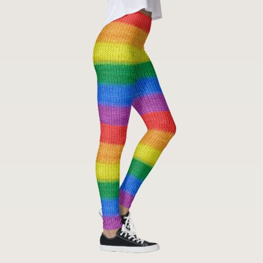 Stripes aus Stricken mit Regenbogenfarben nahtlos  Leggings (Rechts)