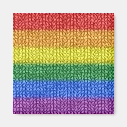 Stripes aus Stricken mit Regenbogenfarben nahtlos Magnet (Vorne)
