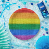 Stripes aus Stricken mit Regenbogenfarben nahtlos Pappteller (Party)