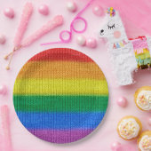 Stripes aus Stricken mit Regenbogenfarben nahtlos Pappteller (Party)