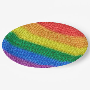 Stripes aus Stricken mit Regenbogenfarben nahtlos Pappteller