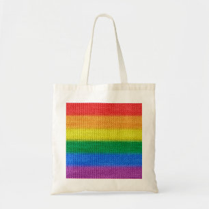 Stripes aus Stricken mit Regenbogenfarben nahtlos Tragetasche