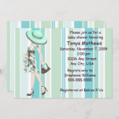 Stripes Baby Shower Invitation (CA) Einladung (Vorne/Hinten)