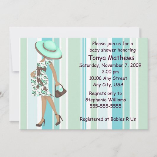 Stripes Babydusche Einladung (OM) (Vorderseite)