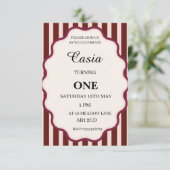 Stripes Birthday Invitation Personalized Card Dankeskarte (Stehend Vorderseite)