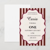 Stripes Birthday Invitation Personalized Card Dankeskarte (Vorne/Hinten)