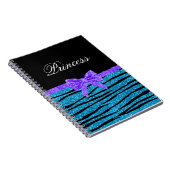Stripes blauer Zebra Glitter Prinzessin lila Bogen Notizblock (Rechte Seite)