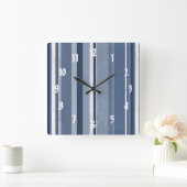 Stripes Blue Quadratische Wanduhr (Zuhause)