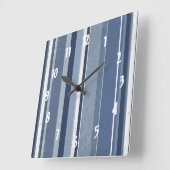 Stripes Blue Quadratische Wanduhr (Winkel)