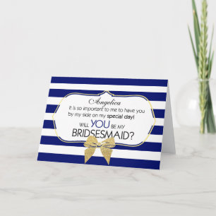 Stripes Bow Will You Be My Bridesmaid Einladung