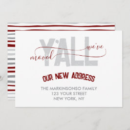 Stripes Burgundy We Moved Moving Announcement Einladung