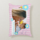 Stripes Daisy Floral Photo Pink Dekokissen (Vorderseite(Vertikal))