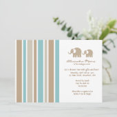 Stripes & Elephants Kinderdusche Einladung (Stehend Vorderseite)