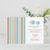 Stripes & Elephants Kinderdusche Einladung (Stehend Vorderseite)