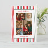 Stripes family Photo merry Christmas Feiertagskarte (Stehend Vorderseite)
