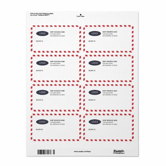 Stripes-Firmenlogo-Mailing-Etiketten (Vorne)