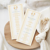 Stripes Floral Crest Monogram & Bow Spring Wedding Programm