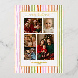 Stripes foil family Photo Christmas real Folieneinladung