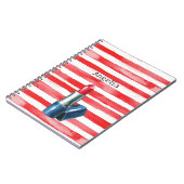 Stripes French Riviera Red Lipstick Notizblock (Linke Seite)