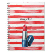 Stripes French Riviera Red Lipstick Notizblock (Vorderseite)