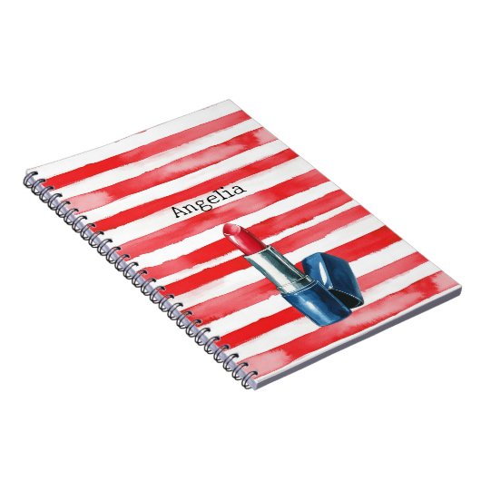 Stripes French Riviera roter Lippenstift Notizblock (Rechte Seite)