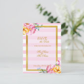 Stripes Gold Frame Blume Hochzeitsstimmung speiche Ankündigungspostkarte (Stehend Vorderseite)